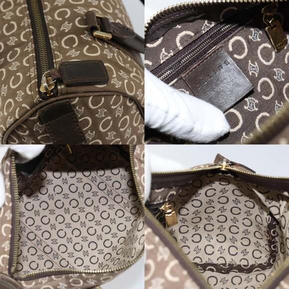 CELINE C Macadam Canvas Mini Boston Bag Brown Gold - Picture 11 of 12
